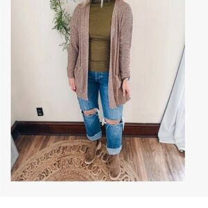 Women's Brown Open-Front Sweater